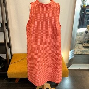 Tahari Sleeveless Coral Polka Dot Midi Dress
